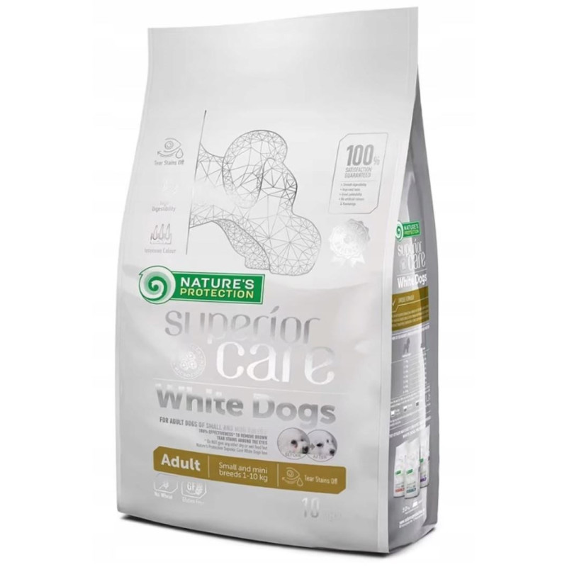 NATURE\'S PROTECTION Superior Care White Dogs Grain Free Adult Small Lamb - sausas šunų ėdalas - 10 kg