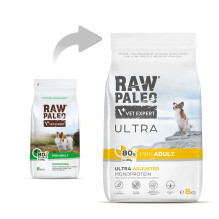 VETEXPERT Raw Paleo Ultra Mini Adult Turkey - sausas šunų ėdalas - 8 kg