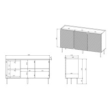 3D2SZ ONDA komoda 150x45x85 juoda 3D2SZ ONDA komoda 150x45x85 juoda