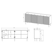 4D2SZ ONDA chest of drawers 200x45x85 black 4D2SZ ONDA chest of drawers 200x45x85 black