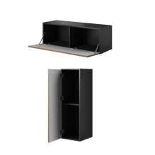 Cama full storage cabinet ROCO RO1 112 / 37 / 39 black / black / white Cama full storage cabinet ROCO RO1 112 / 37 / 39 black / black / white