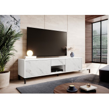 RTV Cabinet MARMO 2D1S1K 195x40x47.5 cm white matt / marble white RTV Cabinet MARMO 2D1S1K 195x40x47.5 cm white matt / marble white