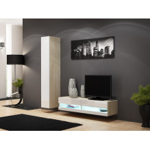 Cama TV stand VIGO NEW 30 / 140 / 40 sonoma / white gloss Cama TV stand VIGO NEW 30 / 140 / 40 sonoma / white gloss