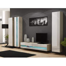 Cama TV stand VIGO NEW 30 / 140 / 40 sonoma / white gloss Cama TV stand VIGO NEW 30 / 140 / 40 sonoma / white gloss