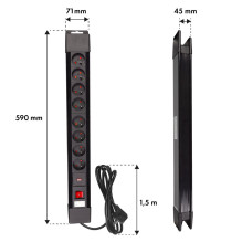 Maclean MCE11 power extension 1.5 m 8 AC outlet(s) Indoor Black