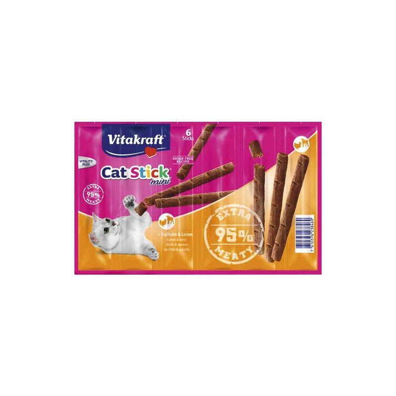 Vitakraft Cat Stick sausas kačių ėdalas su ėriena ir kalakutiena, 36 g