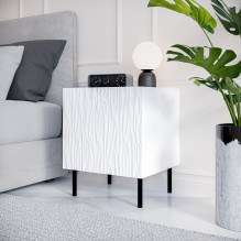 Bedside table 2 pcs. JUNGLE 53.5x40.5x44 white matt + black legs Bedside table 2 pcs. JUNGLE 53.5x40.5x44 white matt + black legs