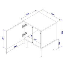 Bedside table 2 pcs. PALAZZO 44.5x40x59 black + oak craft Bedside table 2 pcs. PALAZZO 44.5x40x59 black + oak craft