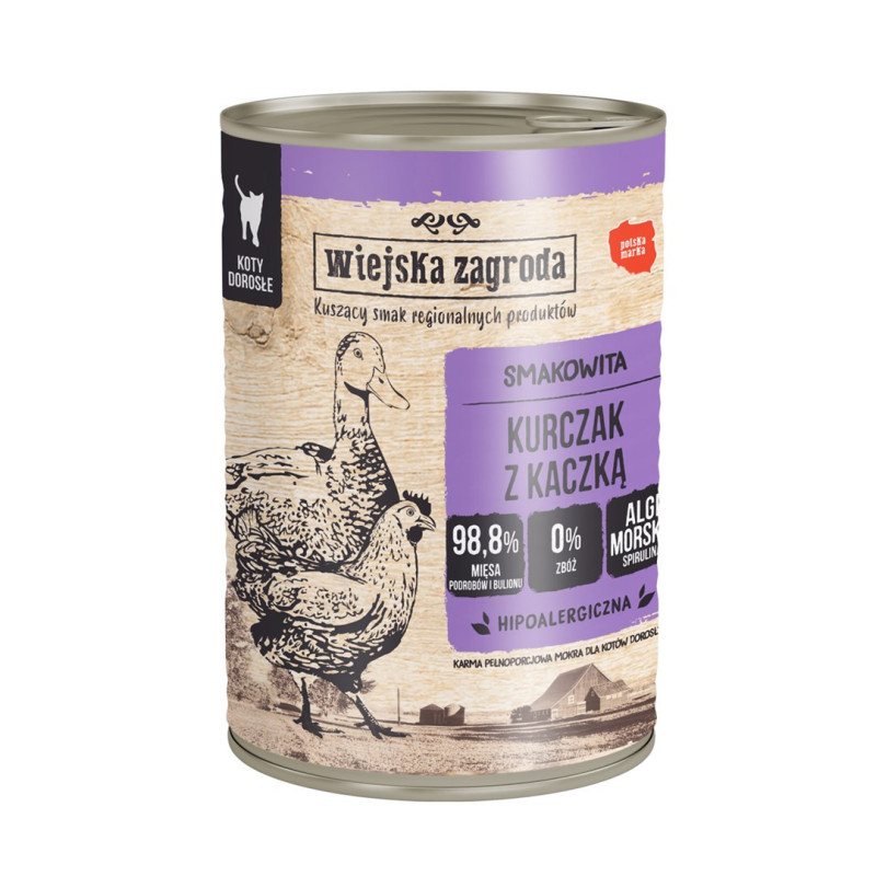 WIEJSKA ZAGRODA Vištiena su antimi - šlapias kačių maistas - 400g