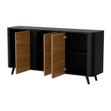 Cama VOLARE chest of drawers 151 x 39 x 75 cm black / walnut Cama VOLARE chest of drawers 151 x 39 x 75 cm black / walnut