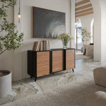 Cama VOLARE chest of drawers 151 x 39 x 75 cm black / walnut Cama VOLARE chest of drawers 151 x 39 x 75 cm black / walnut