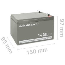 Qoltec 53045 AGM akumuliatorius, 12 V, 14 Ah Qoltec 53045 AGM akumuliatorius, 12 V, 14 Ah