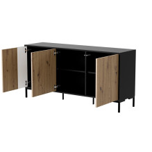 Cama MERCI komoda 151 x 40 x 74 cm juoda / ąžuolo imitacija Cama MERCI komoda 151 x 40 x 74 cm juoda / ąžuolo imitacija