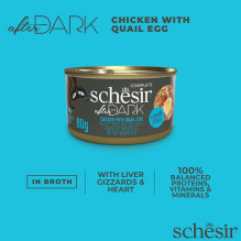 SCHESIR After Dark vištienos filė su putpelių kiaušiniais sultinyje - šlapias kačių ėdalas - 80 g SCHESIR After Dark vištienos filė su putpelių kiaušiniais sultinyje - šlapias kačių ėdalas - 80 g