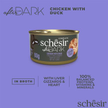 SCHESIR After Dark vištienos filė su antiena sultinyje - šlapias kačių ėdalas - 80 g SCHESIR After Dark vištienos filė su antiena sultinyje - šlapias kačių ėdalas - 80 g