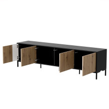 Cama MERCI RTV spintelė 200 x 40 x 54 cm juoda / ąžuolo imitacija, „artisan“