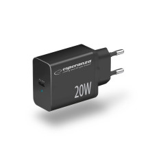 Esperanza EZC104K tinklo įkroviklis 20W juodas Esperanza EZC104K tinklo įkroviklis 20W juodas