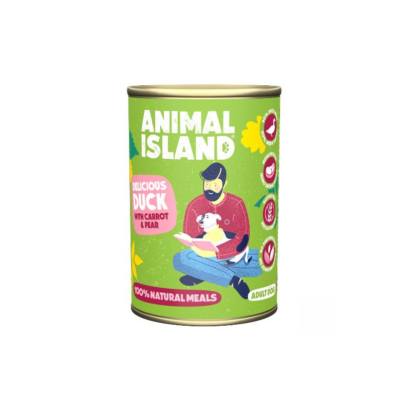 ANIMAL ISLAND Antis su soromis ir morkomis - šlapias šunų ėdalas - 400 g