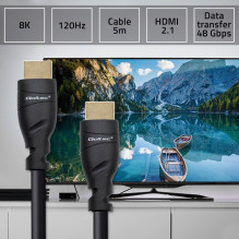 Qoltec 50353 HDMI v2.1 kabelis itin didelės spartos 8K, 60Hz, 26AWG, auksinis, 5m Qoltec 50353 HDMI v2.1 kabelis itin didelės spartos 8K, 60Hz, 26AWG, auksinis, 5m