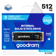 „Goodram PX500 GEN.3 SSDPR-PX500-512-80-G3“ vidinis SSD diskas, 512 GB, M.2 PCI Express 3.0 NVMe 3D NAND