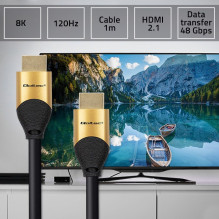 Qoltec 50354 HDMI v2.1 kabelis itin didelės spartos 8K, 60Hz, 30AWG, auksinis, 1m Qoltec 50354 HDMI v2.1 kabelis itin didelės spartos 8K, 60Hz, 30AWG, auksinis, 1m