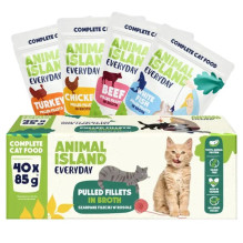 ANIMAL ISLAND Jautienos, vištienos, kalakutienos ir baltos žuvies filė sultinyje – šlapias kačių ėdalas – 40 x 85 g ANIMAL ISLAND Jautienos, vištienos, kalakutienos ir baltos žuvies filė sultinyje – šlapias kačių ėdalas – 40 x 85 g
