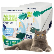 ANIMAL ISLAND Everyday baltos žuvies filė sultinyje - šlapias kačių ėdalas - 12 x 85 g ANIMAL ISLAND Everyday baltos žuvies filė sultinyje - šlapias kačių ėdalas - 12 x 85 g