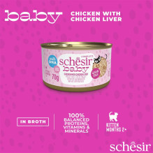 SCHESIR Baby Chicken su kepenėlėmis sultinyje - šlapias kačiukų maistas - 70 g SCHESIR Baby Chicken su kepenėlėmis sultinyje - šlapias kačiukų maistas - 70 g