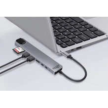 „MEDIA-TECH“ USB šakotuvas 8 viename, gigabitų LAN šakotuvas MT5046