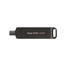 USB atmintinė PATRIOT Rage R550 64GB 100 MB / S USB A+C su pasukamu dizainu (PE64GR550DSAD) juoda