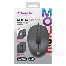 Pelės apsauga „Mouse Defender Alpha MB-507“ optinė, 1000 dpi, 3 taškų, juoda, tylus spragtelėjimas Pelės apsauga „Mouse Defender Alpha MB-507“ optinė, 1000 dpi, 3 taškų, juoda, tylus spragtelėjimas