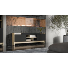 Cama RTV PORTO 2D spintelė 150x38x50 ąžuolas / juoda Cama RTV PORTO 2D spintelė 150x38x50 ąžuolas / juoda