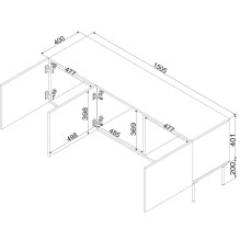 RTV cabinet SIENA 150.5x40x60 black matt RTV cabinet SIENA 150.5x40x60 black matt