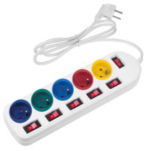 Maclean power strip, 5 socket extension cable, with switches, 250VAC / 10A, 1.5m, MCE204 M / W Maclean power strip, 5 socket extension cable, with switches, 250VAC / 10A, 1.5m, MCE204 M / W