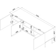 Cama RTV 3D spintelė PALAZZO BIS 151x40x60 balta matinė Cama RTV 3D spintelė PALAZZO BIS 151x40x60 balta matinė
