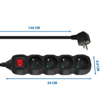 Esperanza ELK212K power extension 1.5 m 4 AC outlet(s) Indoor Black Esperanza ELK212K power extension 1.5 m 4 AC outlet(s) Indoor Black