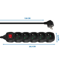 Esperanza ELK214K power extension 1.5 m 5 AC outlet(s) Indoor Black