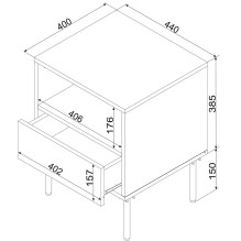 Cama Bedside table 2 pcs. TRESSE 44x40x53 matte green