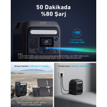Nešiojama „Anker SOLIX C300X“ įkrovos stotelė, 7 ličio geležies fosfato (LiFePO4) akumuliatoriai, 90000 mAh