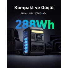 Nešiojama „Anker SOLIX C300X“ įkrovos stotelė, 7 ličio geležies fosfato (LiFePO4) akumuliatoriai, 90000 mAh