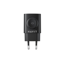„Havit UC132 EU“ – „GaN 22 W“ dviejų prievadų įkroviklis su belaidžio įkrovimo galimybe, juodas
