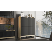 Cama PORTO chest of drawers 100x38x130 oak / black Cama PORTO chest of drawers 100x38x130 oak / black