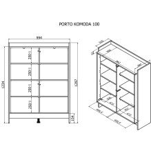 Cama PORTO chest of drawers 100x38x130 oak / black Cama PORTO chest of drawers 100x38x130 oak / black