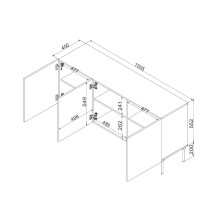 Cama 3D komoda PALAZZO BIS 151x40x75 matinė juoda Cama 3D komoda PALAZZO BIS 151x40x75 matinė juoda