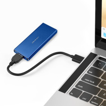 Qoltec 51832 Enclosure, M.2 SSD drive, SATA, NGFF, USB 3.0, Super speed 5Gb / s, 2TB, Blue