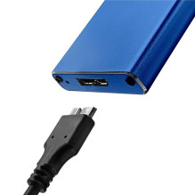 „Qoltec 51832“ korpusas, M.2 SSD diskas, SATA, NGFF, USB 3.0, itin greitas 5 Gb/s, 2 TB, mėlynas
