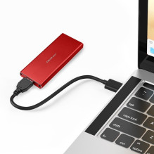 „Qoltec 51831“ korpusas, M.2 SSD diskas, SATA, NGFF, USB 3.0, itin greitas 5 Gb/s, 2 TB, raudonas