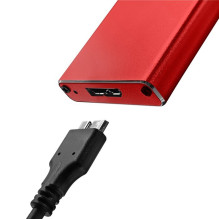„Qoltec 51831“ korpusas, M.2 SSD diskas, SATA, NGFF, USB 3.0, itin greitas 5 Gb/s, 2 TB, raudonas
