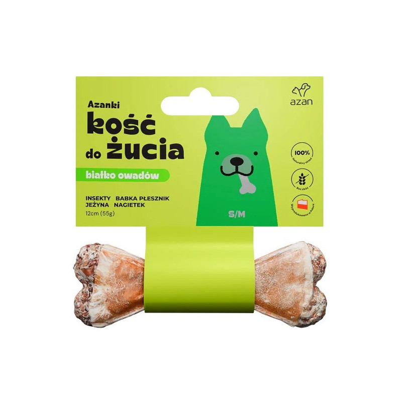 AZANKI Bone with insects and blackberry S / M - dog treat - 12 cm