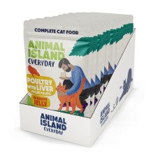 ANIMAL ISLAND Everyday paukštienos ir kepenėlių ėdalas drebučiuose - šlapias kačių ėdalas - 12 x 85 g